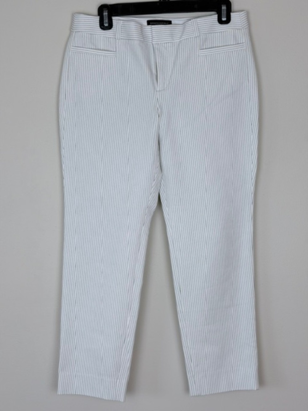 Banana Republic Sloan Ankle Pants Cream with Black Pinstripe Women's 6 Petite
